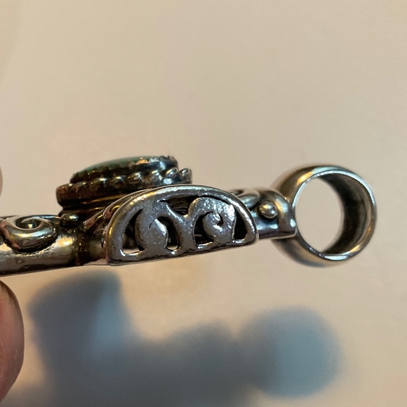 Silver Turquoise Cross Pendant Necklace - Picture 5 of 5